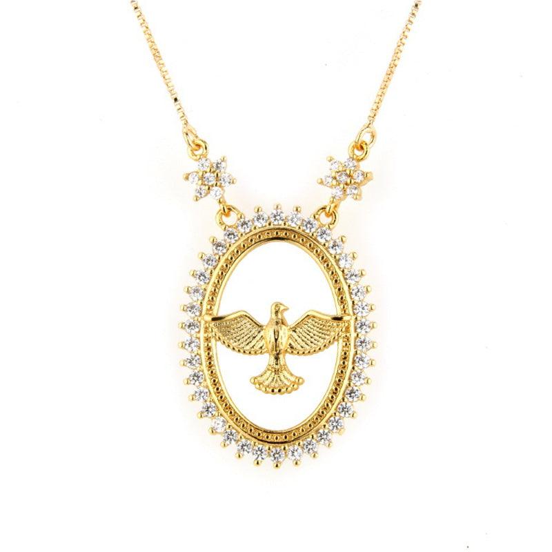 Colar Religioso Medalha Divino Espírito Santo - Folheado a Ouro 18K com Zircônias