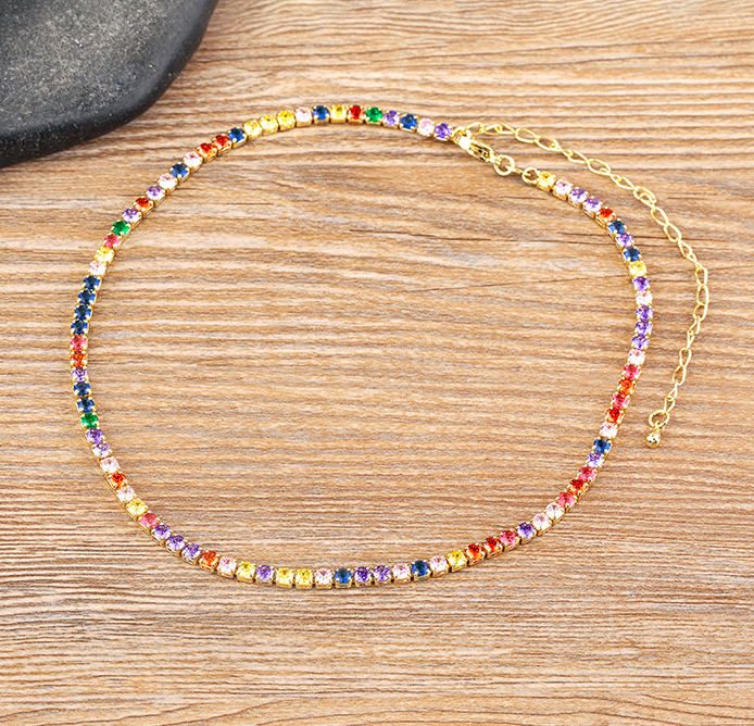 Choker Riviera em Zircônia Redonda Colorida - Coleção Rainbow
