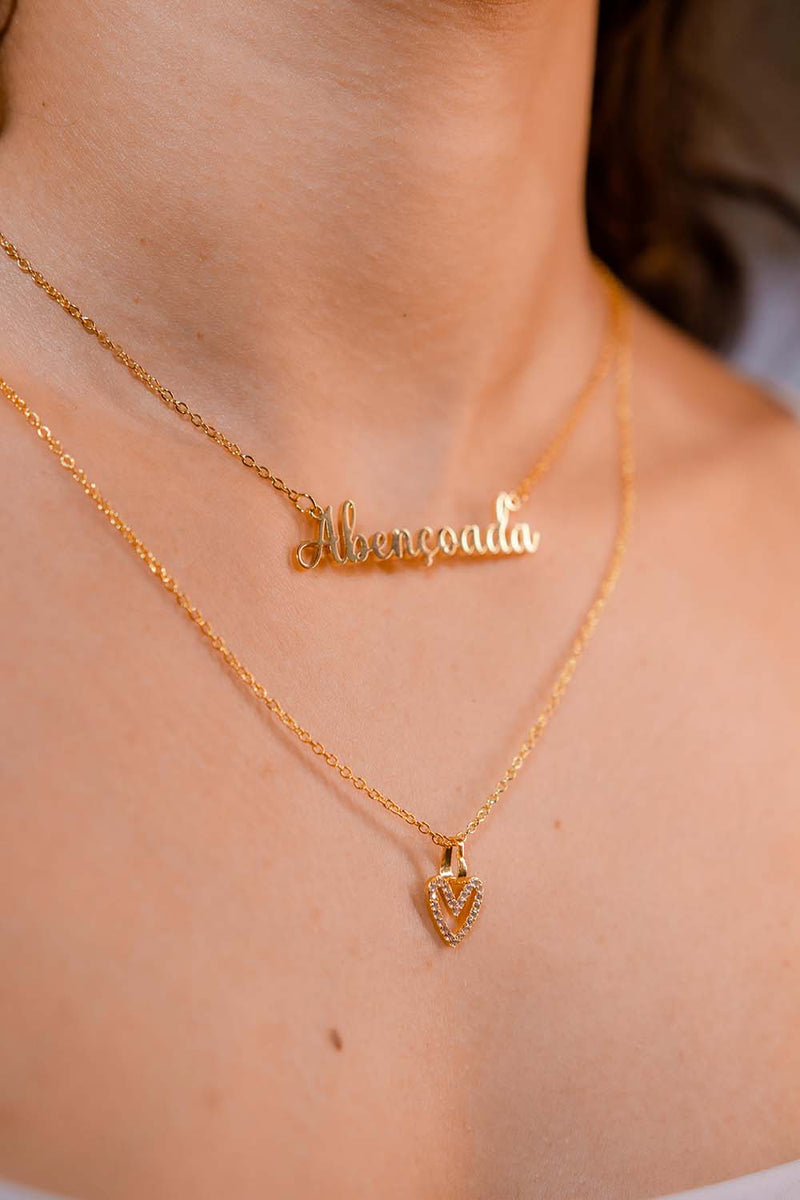 Conjunto Just Love - Colar + Brinco de Coração - Compre o Colar e GANHE OS BRINCOS