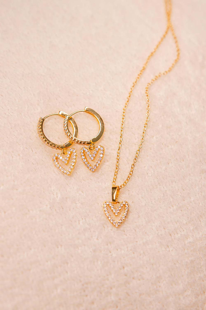 Conjunto Just Love - Colar + Brinco de Coração - Compre o Colar e GANHE OS BRINCOS
